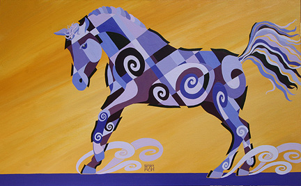 The Tao of the Blues, Acrylic Horse Painting